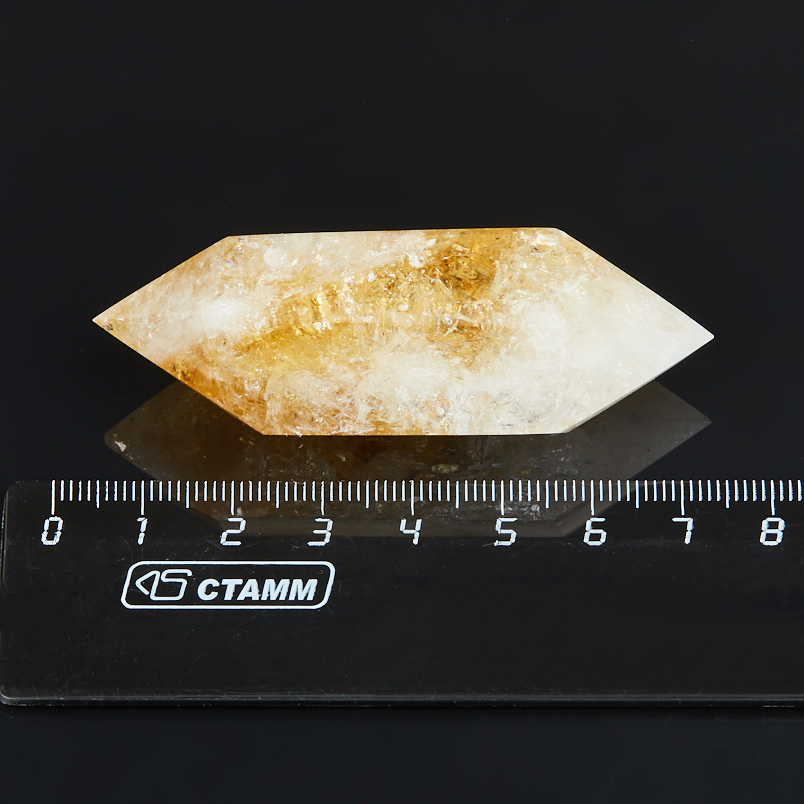 Кристалл цитрин Бразилия 5-7&nbsp;см (двухголовик) (ограненный) (1&nbsp;шт)