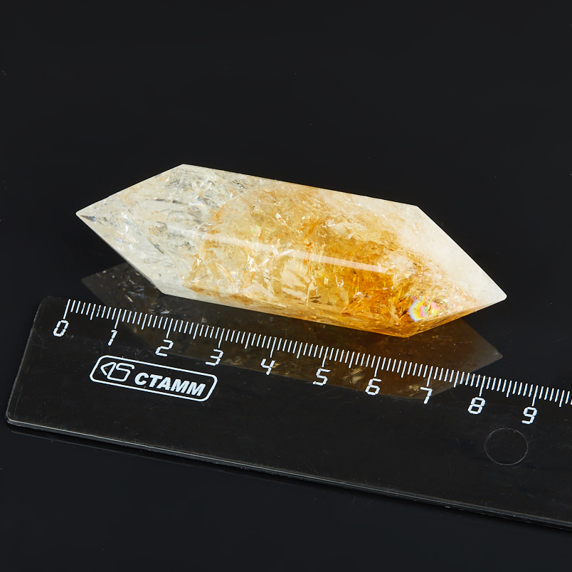 Кристалл цитрин Бразилия 7-9&nbsp;см (двухголовик) (ограненный) (1&nbsp;шт)