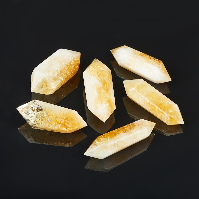 Кристалл цитрин Бразилия 7-9&nbsp;см (двухголовик) (ограненный) (1&nbsp;шт)