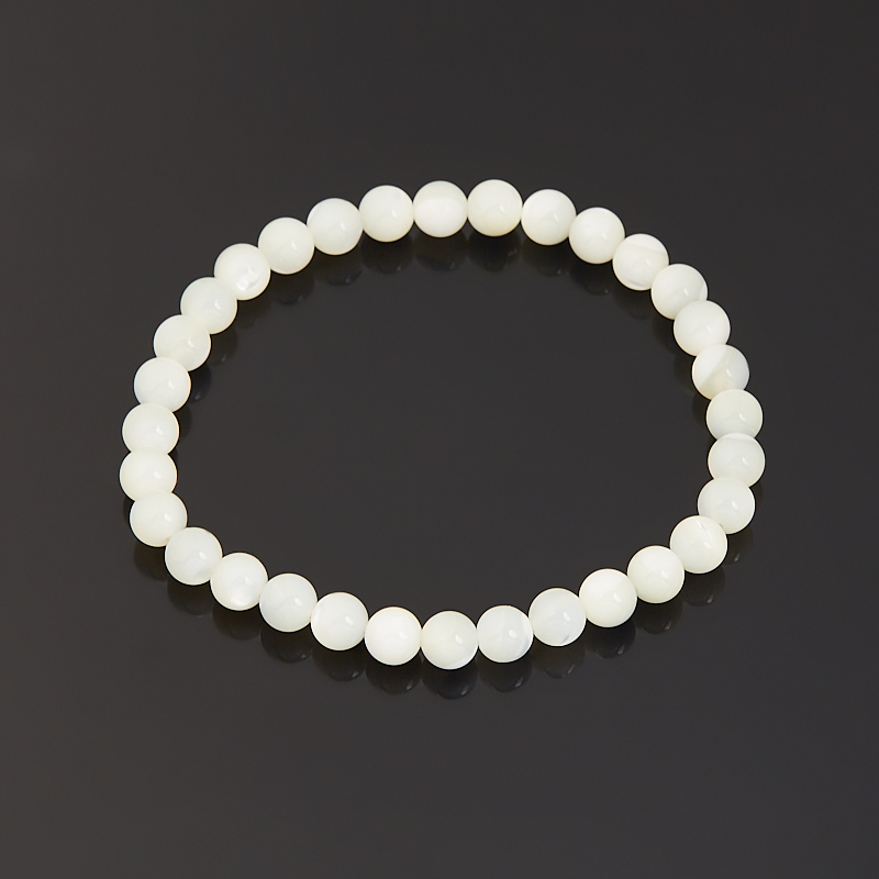 Браслет перламутр белый Индонезия 6 мм 18 см