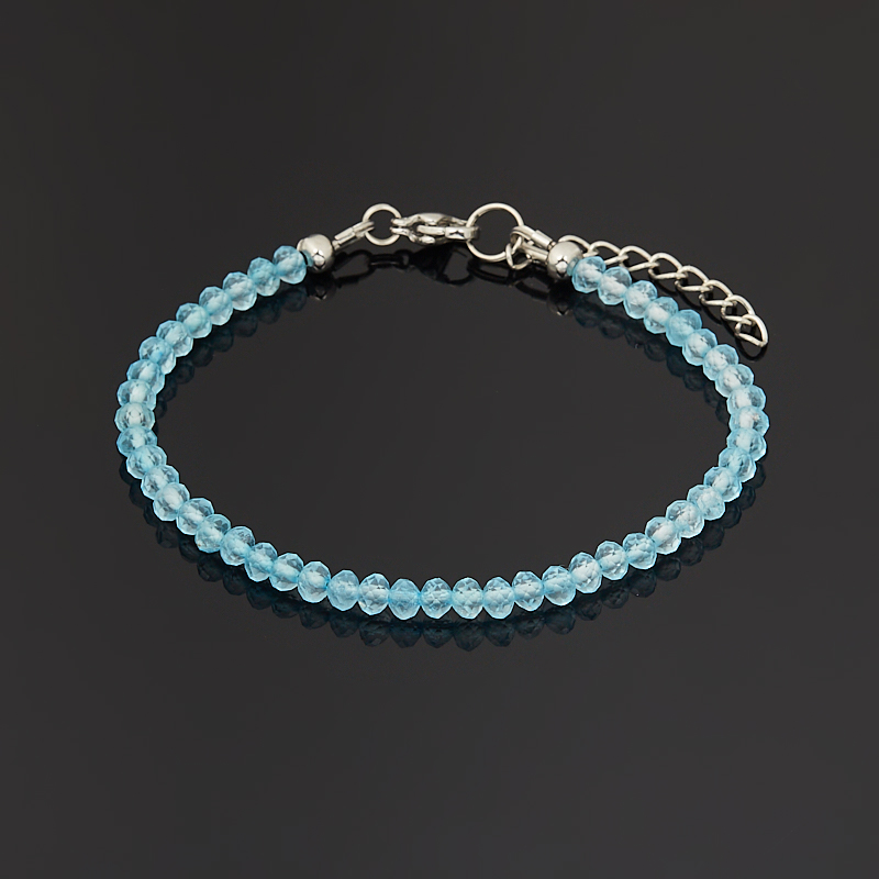 Браслет топаз голубой Бразилия (сталь хир.) огранка 4&nbsp;мм 18&nbsp;см (+3&nbsp;см)