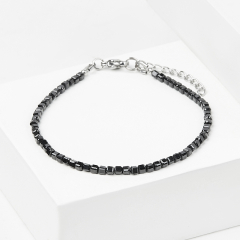 Браслет шпинель черная Шри Ланка (сталь хир.) огранка 18 см (+3 см)