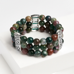 Браслет агат моховой Индия (биж. сплав) 8 мм 18 см