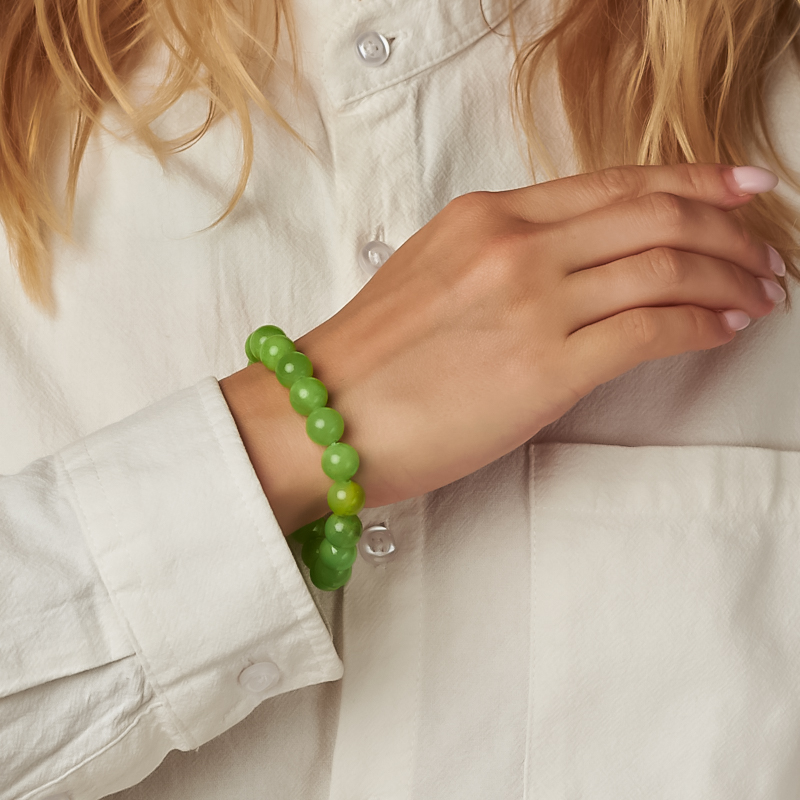 Браслет оникс мраморный зеленый Пакистан 10&nbsp;мм 18&nbsp;см