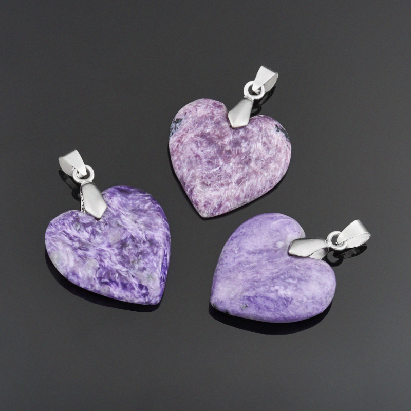 Кулон чароит Россия (биж. сплав) сердечко 3,5&nbsp;см