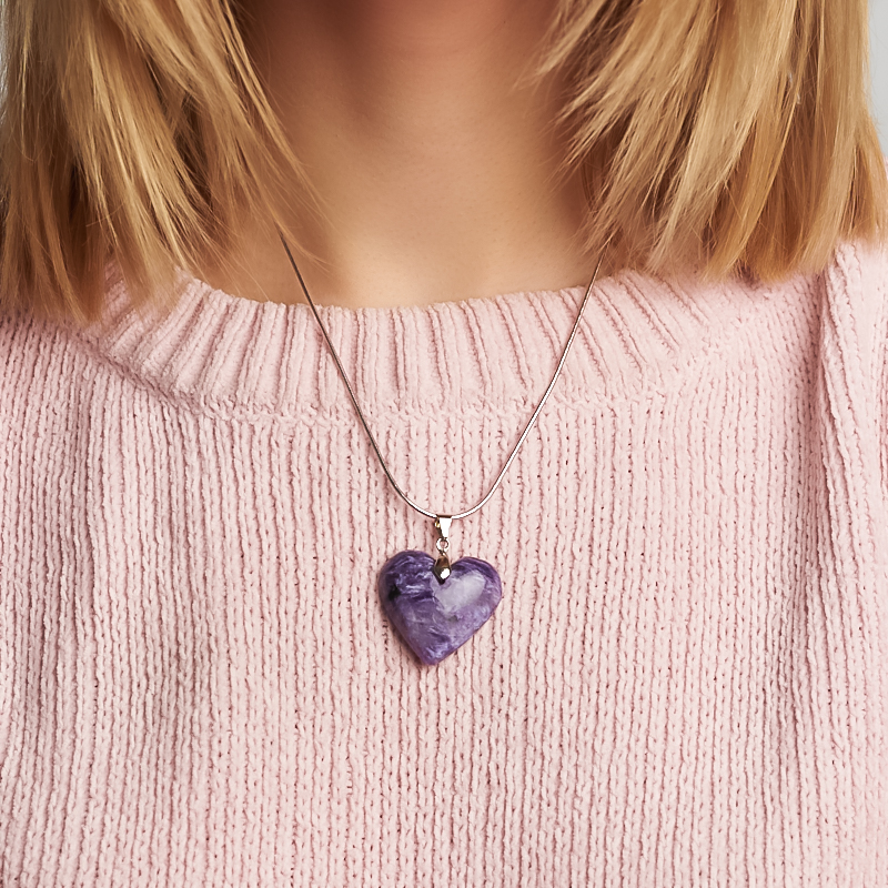 Кулон чароит Россия (биж. сплав) сердечко 3,5&nbsp;см