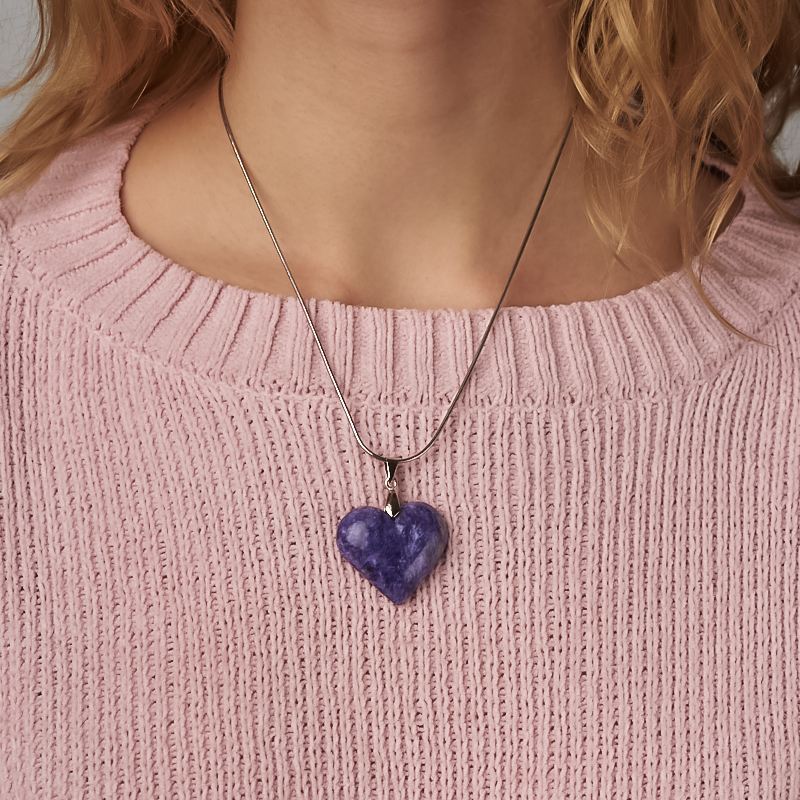 Кулон чароит Россия (биж. сплав) сердечко 4&nbsp;см