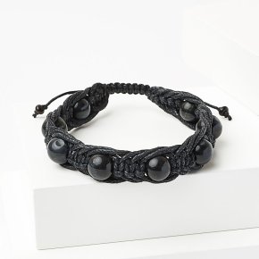 Браслет соколиный глаз ЮАР (текстиль) шамбала 10 мм 19 см (регулируемый)