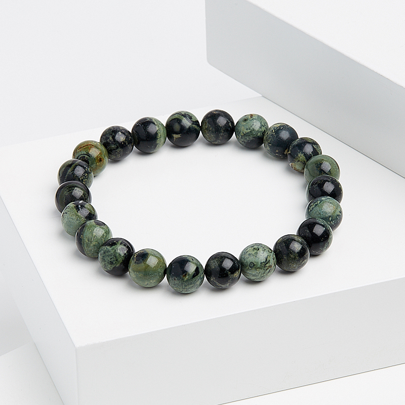 Браслет яшма зеленая Мадагаскар 8 мм 18 см