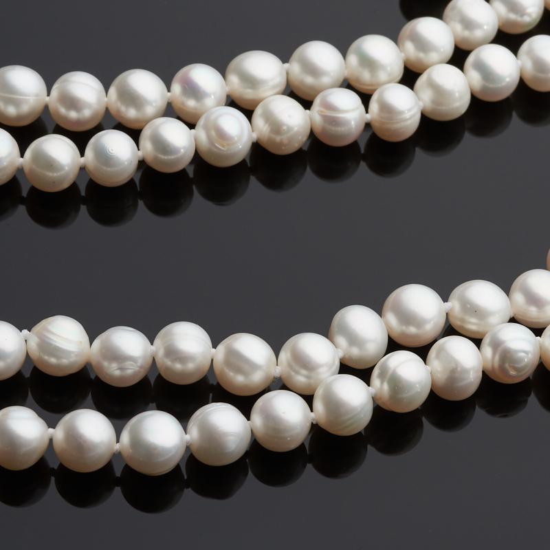 Бусы жемчуг белый Гонконг (серебро 925 пр.) длинные 90&nbsp;см