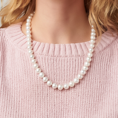 Бусы жемчуг белый Гонконг (серебро 925 пр.) 54 см