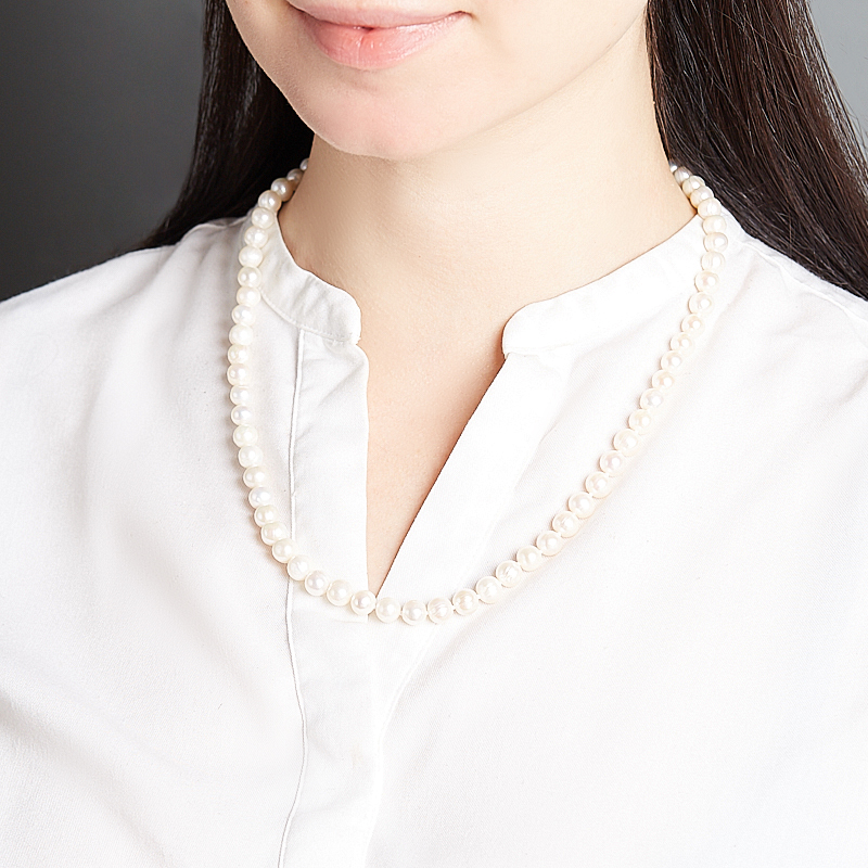 Бусы жемчуг белый Гонконг (серебро 925 пр.) 52&nbsp;см