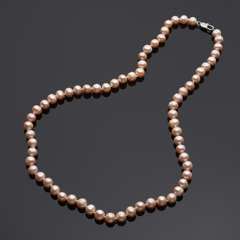 Бусы жемчуг персиковый Гонконг (серебро 925 пр.) 7&nbsp;мм 51&nbsp;см