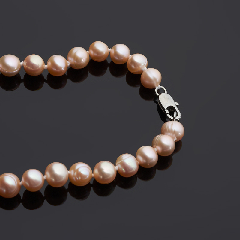 Бусы жемчуг персиковый Гонконг (серебро 925 пр.) 7&nbsp;мм 51&nbsp;см
