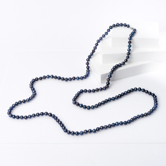 Бусы жемчуг черный Гонконг (серебро 925 пр.) длинные 8 мм 128 см