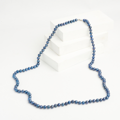 Бусы жемчуг черный Гонконг (серебро 925 пр.) длинные 8 мм 128 см