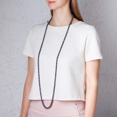 Бусы жемчуг черный Гонконг (серебро 925 пр.) длинные 8 мм 128 см