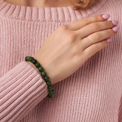 Браслет корнунд в цоизите Танзания 8 мм 18 см