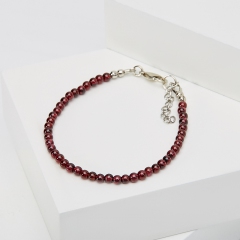 Браслет гранат альмандин Индия (сталь хир.) 3 мм 18 см (+3 см)