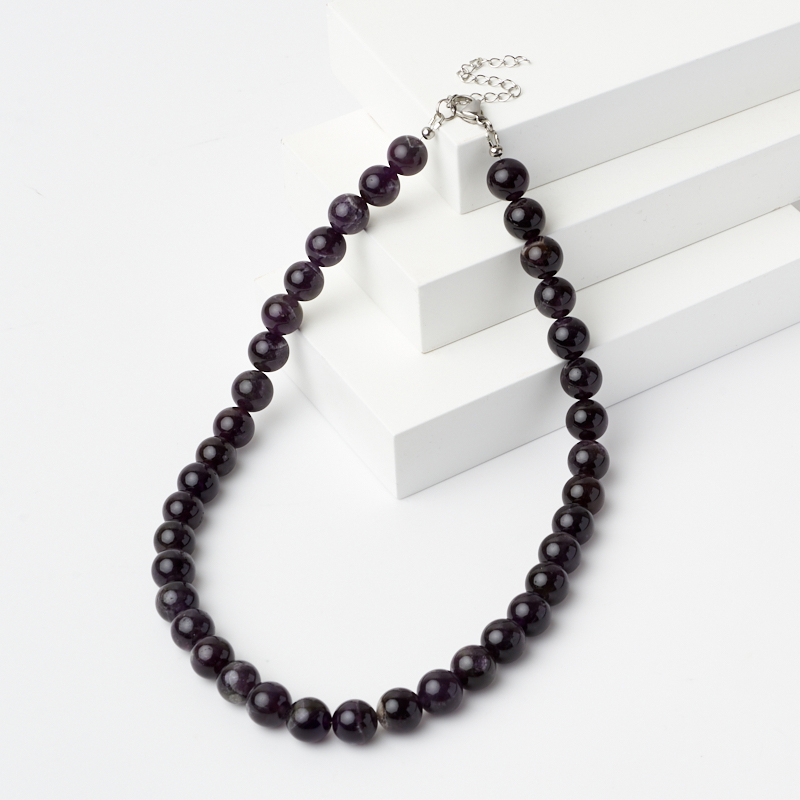 Бусы аметист Бразилия (сталь хир.) 12 мм 55 см (+7 см)