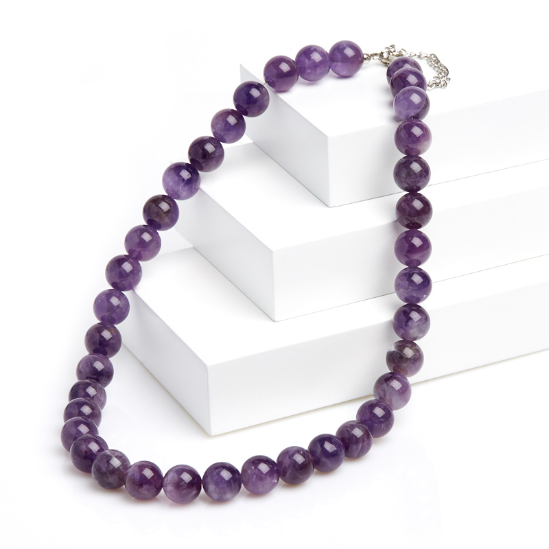 Бусы аметист Бразилия (сталь хир.) 12 мм 55 см (+7 см)