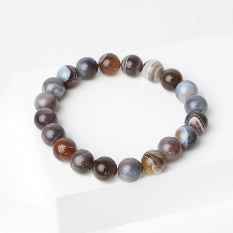 Браслет агат серый Бразилия 10 мм 18 см