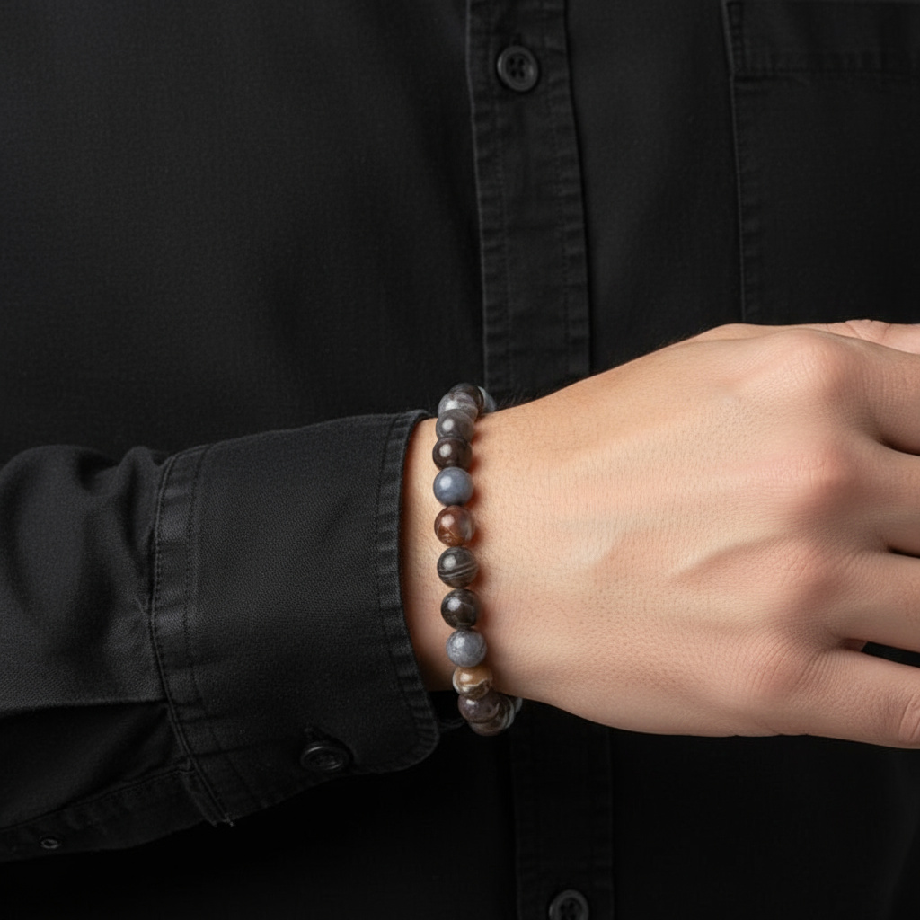 Браслет агат серый Бразилия 10 мм 18 см