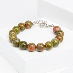 Браслет унакит ЮАР (сталь хир.) 10 мм 17 см (+3 см)