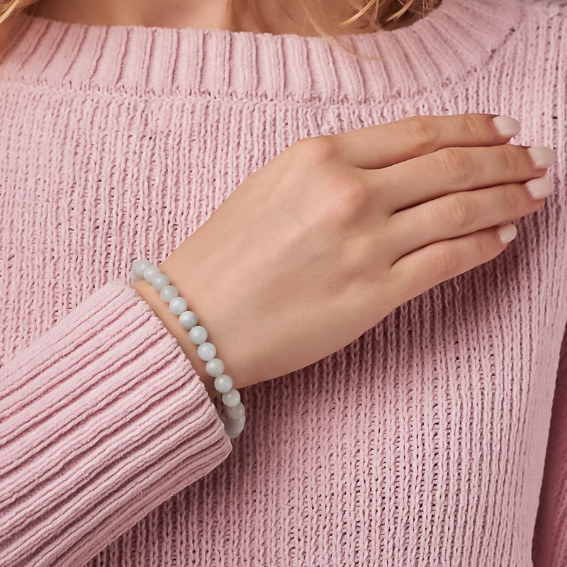 Браслет аквамарин Бразилия 6 мм 18 см