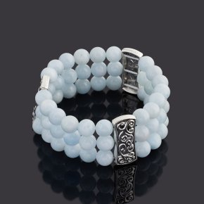 Браслет аквамарин Бразилия (биж. сплав) 8 мм 18 см