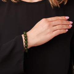 Браслет нефрит зеленый Россия (текстиль) шамбала 8 мм 18 см (регулируемый)