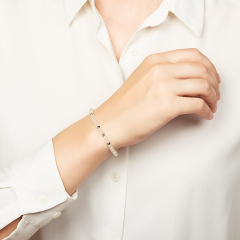 Браслет лунный камень (адуляр) Индия (сталь хир.) 4 мм 18 см (+3 см)