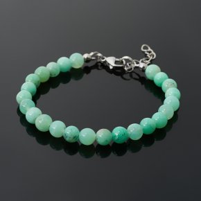 Браслет хризопраз Казахстан (сталь хир.) 7 мм 16 см (+3 см)