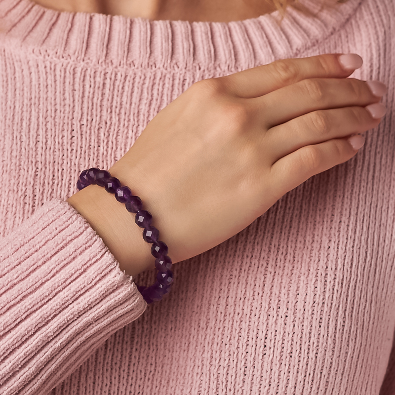 Браслет аметист Бразилия огранка 8 мм 18 см