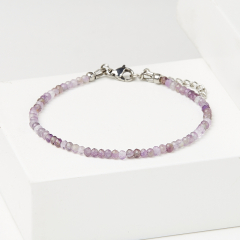 Браслет аметист Бразилия (сталь хир.) огранка 3 мм 18 см (+3 см)