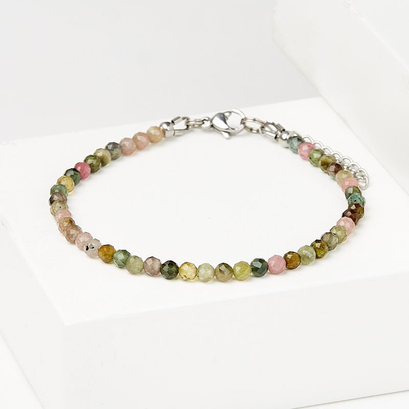 Браслет турмалин Бразилия (сталь хир.) огранка 3 мм 18 см (+3 см)