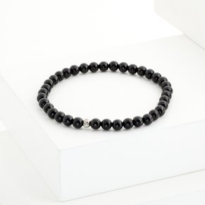 Браслет турмалин черный (шерл) Бразилия 4 мм 16 см