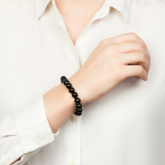 Браслет турмалин черный (шерл) Бразилия 10 мм 18 см