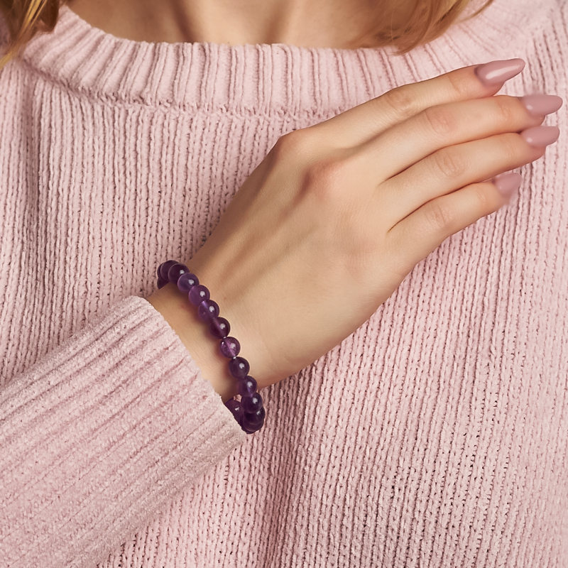 Браслет аметист Бразилия 8 мм 18 см