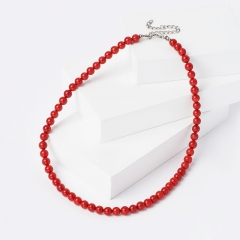 Бусы коралл красный Индонезия (сталь хир.) 7 мм 46 см (+7 см)