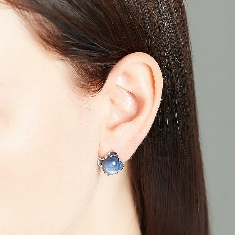 Серьги кианит синий Бразилия (серебро 925 пр. родир. бел.)