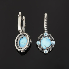 Серьги бирюза Казахстан (серебро 925 пр. оксидир.)