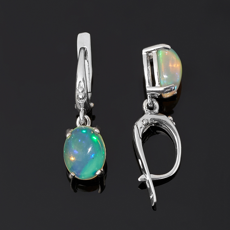 Серьги опал благородный желтый Эфиопия (серебро 925 пр. родир. бел.)