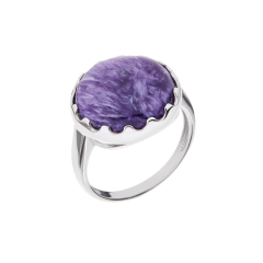 Кольцо чароит Россия (серебро 925 пр. родир. бел.) размер 19