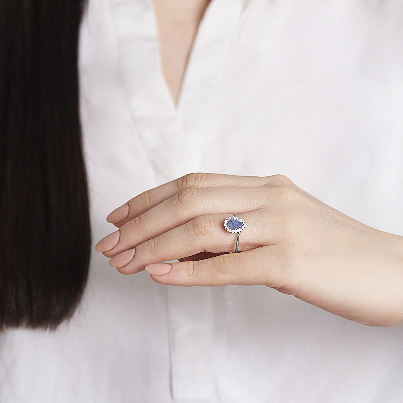 Кольцо танзанит Танзания (серебро 925 пр. родир. бел.) размер 18