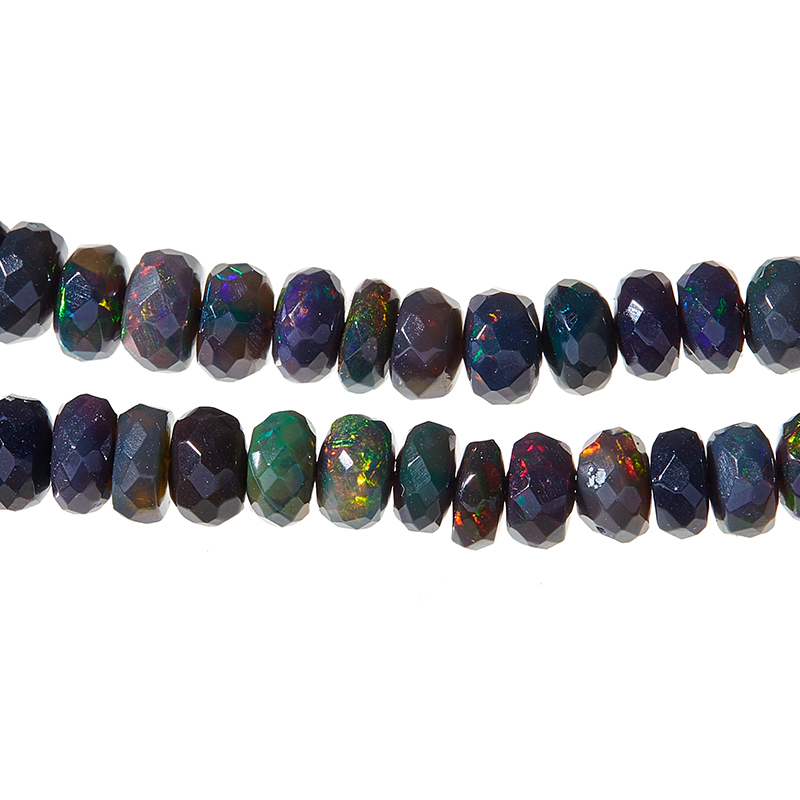 Бусы опал благородный черный Австралия (серебро 925 пр. родир. бел.) огранка 45&nbsp;см