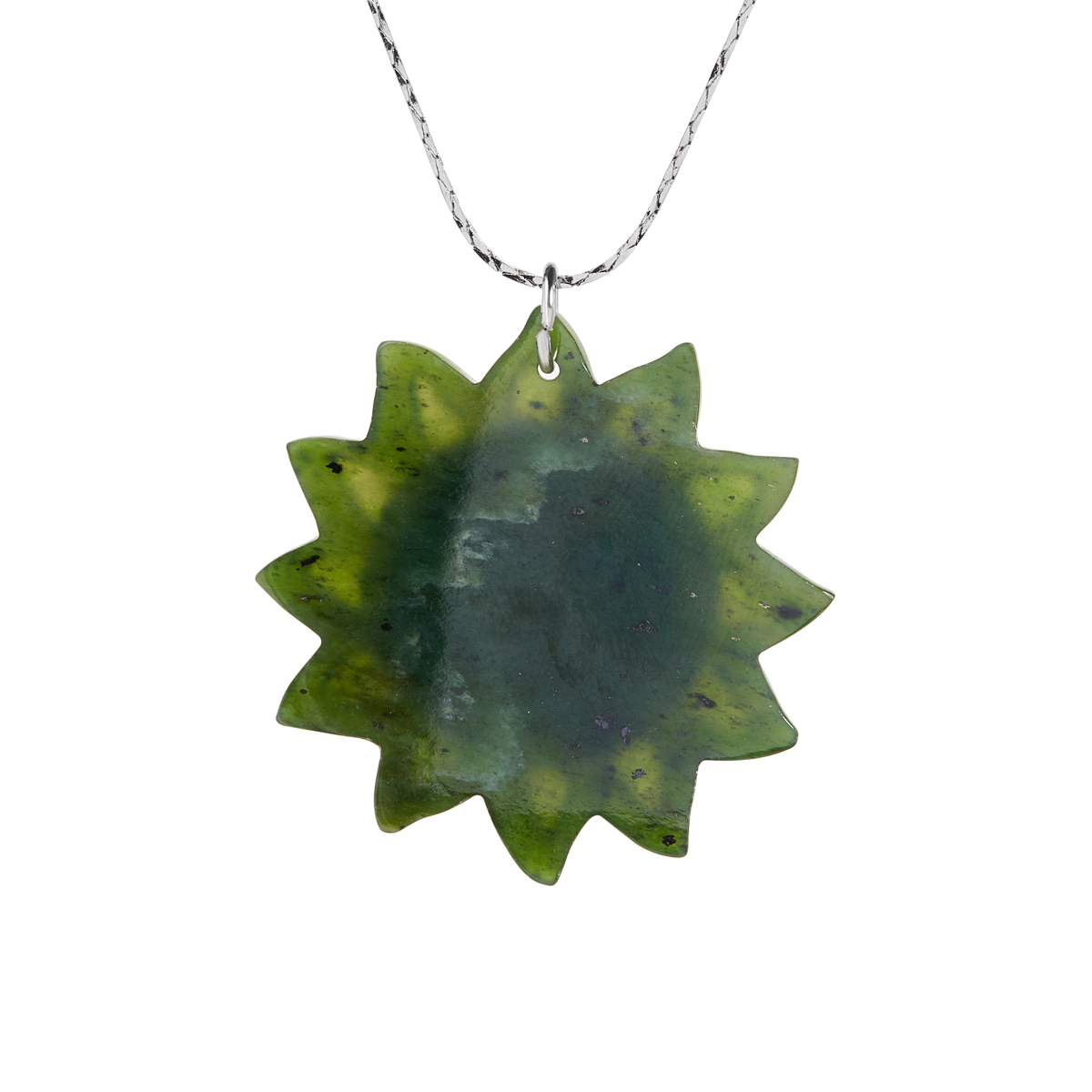 Кулон нефрит зеленый Россия (биж. сплав) 4 см