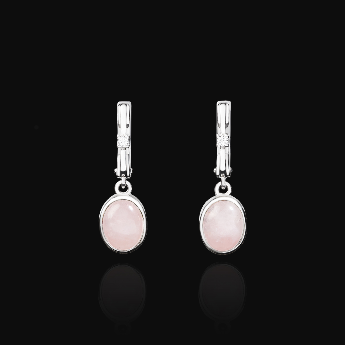 Серьги из серебра с розовым кварцем