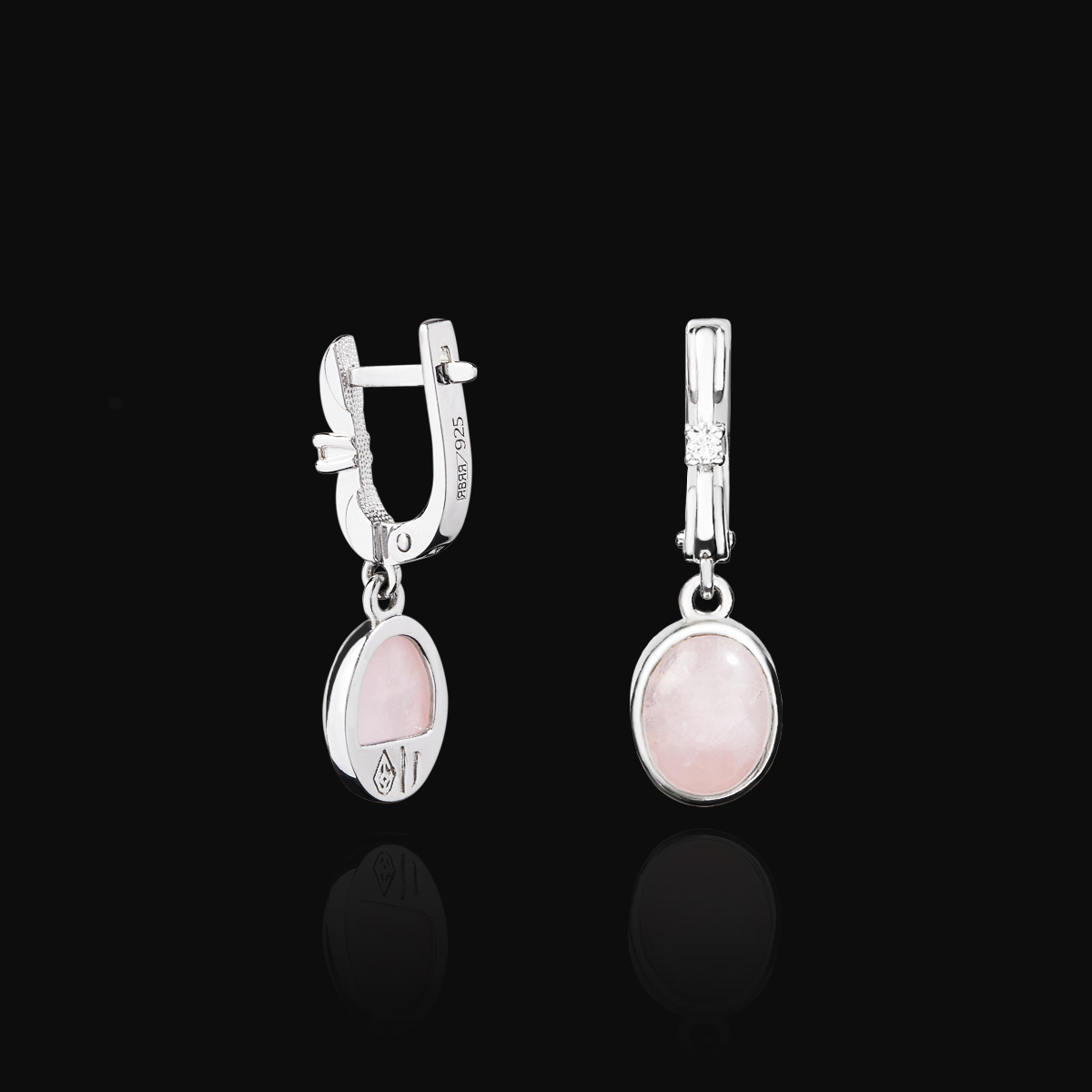Серьги из серебра с розовым кварцем