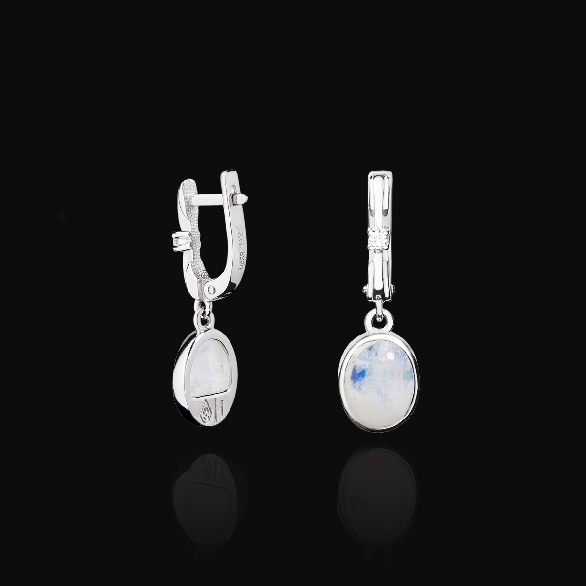 Серьги из серебра с лунным камнем